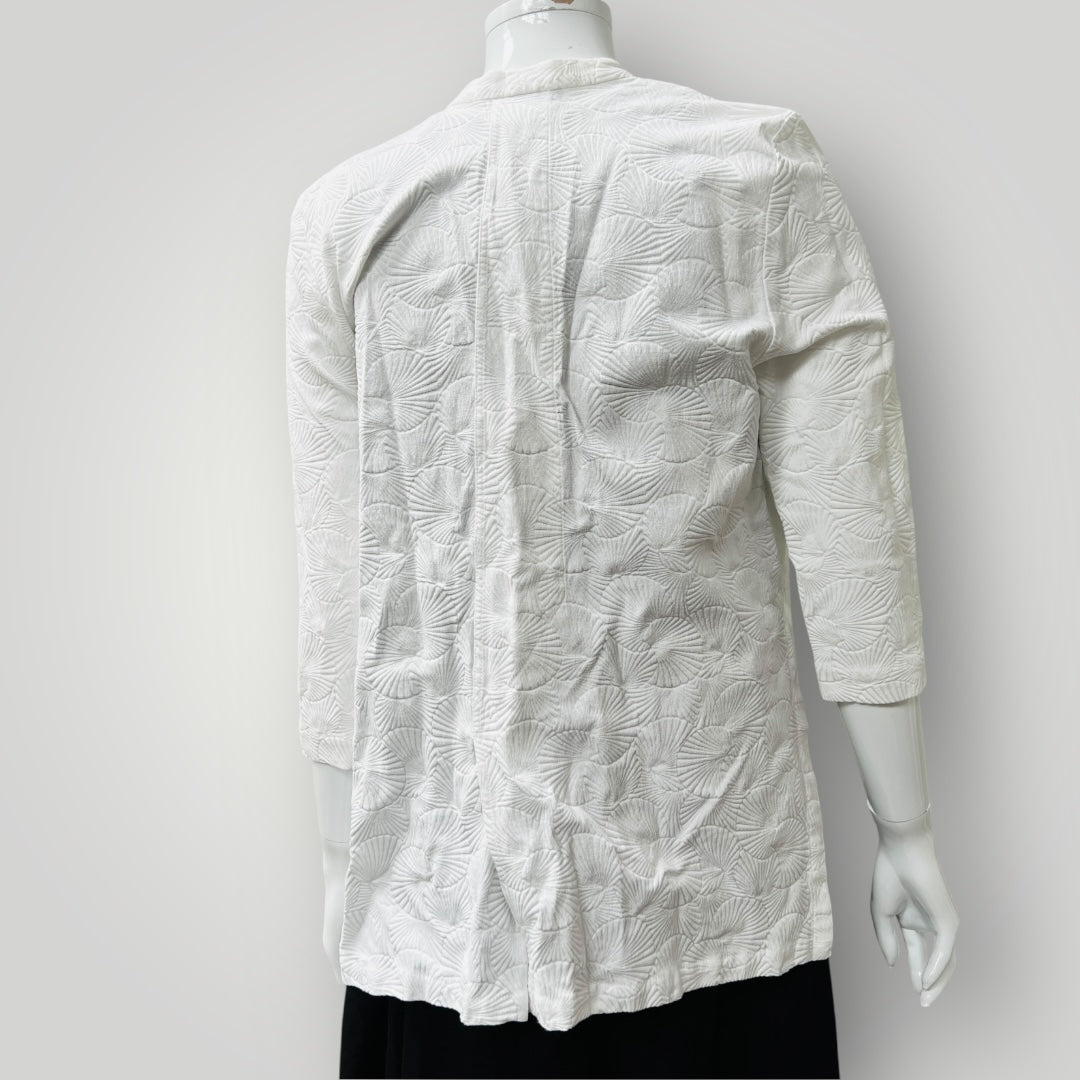 JANE DANIELS / white cotton jacket / 12 / made in nz (3906273245846315689)