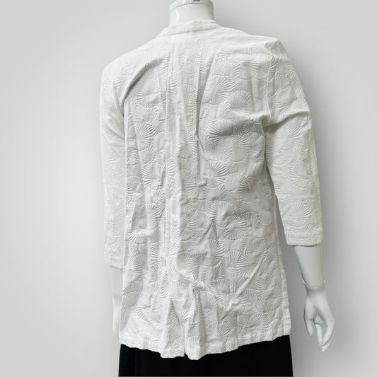 JANE DANIELS / white cotton jacket / 12 / made in nz (3906273245846315689)