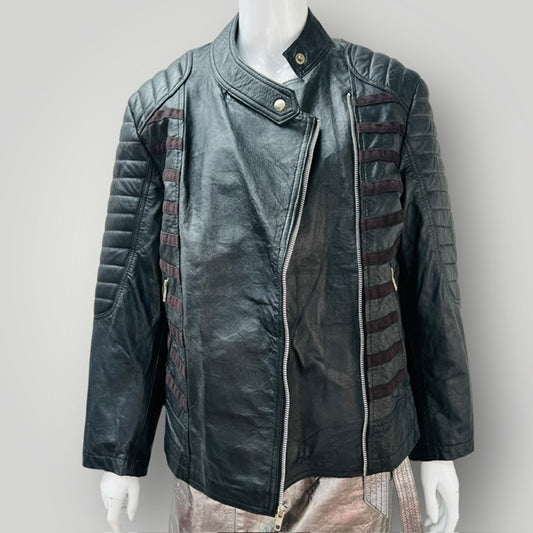 2000s vintage / genuine leather / biker jacket / xl (3906301843331704995)