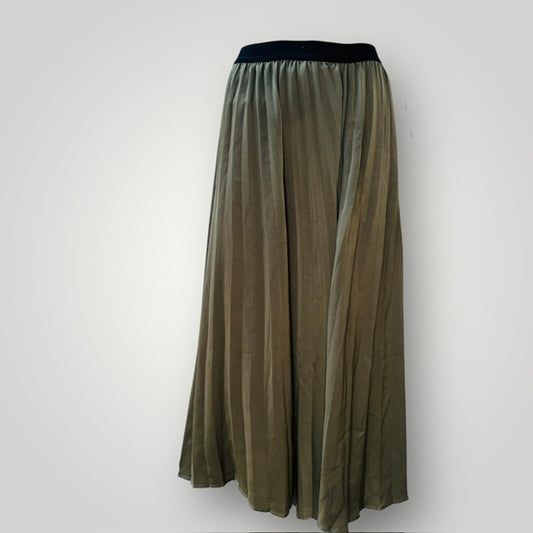 IVY + JACK / khaki pleated maxi skirt / s/m (3906301888564469843)