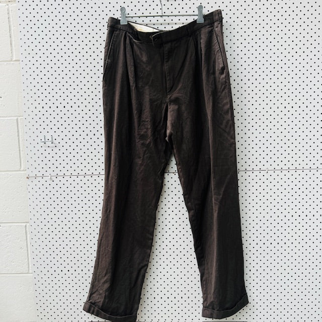 vintage / pleat front mens pants / wool / s/m (3906373489658092396)