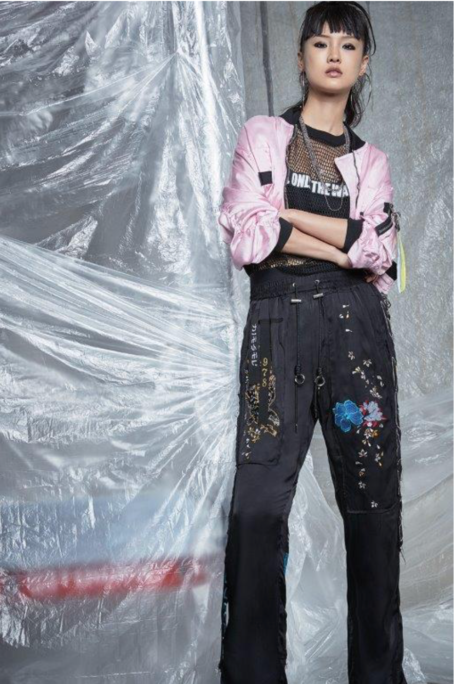 DIESEL / cute satin pants with embroidery / s (3906449249671708223)