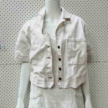 short sleeved / white cotton jacket / 12 (3906717014627623724)