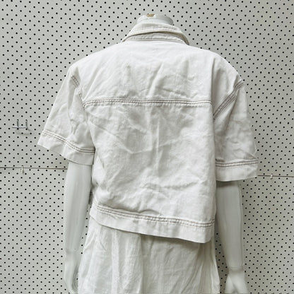 short sleeved / white cotton jacket / 12 (3906717020999939641)