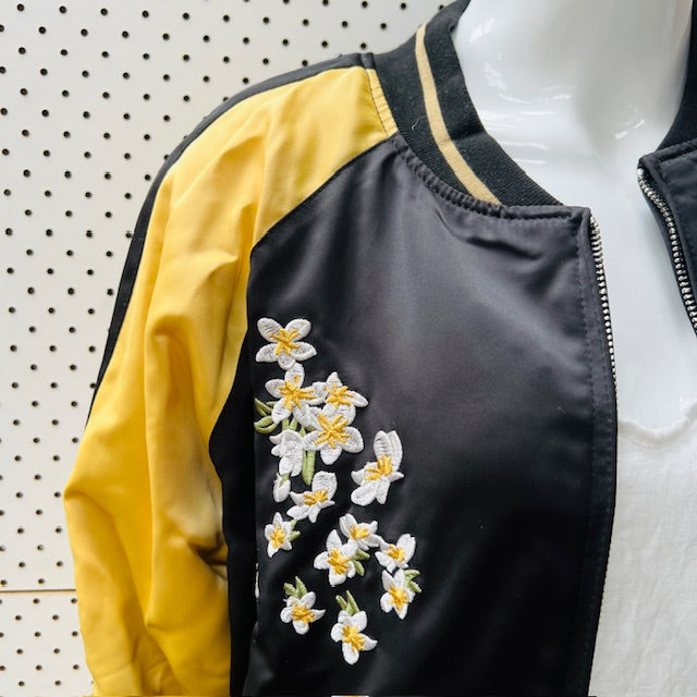 reversible / satin jacket with embroidery / m (3906717023668643748)