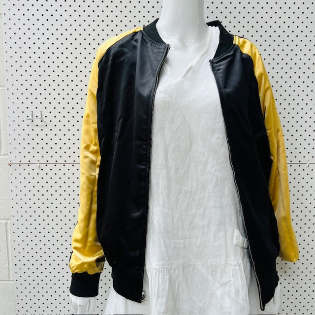 reversible / satin jacket with embroidery / m (3906717028940547621)