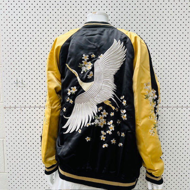 reversible / satin jacket with embroidery / m (3906717031116767861)