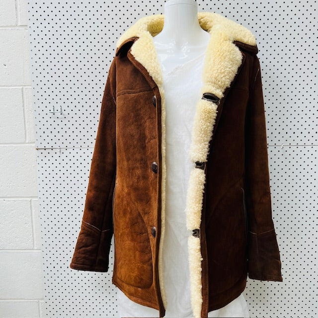 1970s british vintage / BAILY'S GLASTONBURY / suede sheepskin shearling jacket (3906717035545304821)