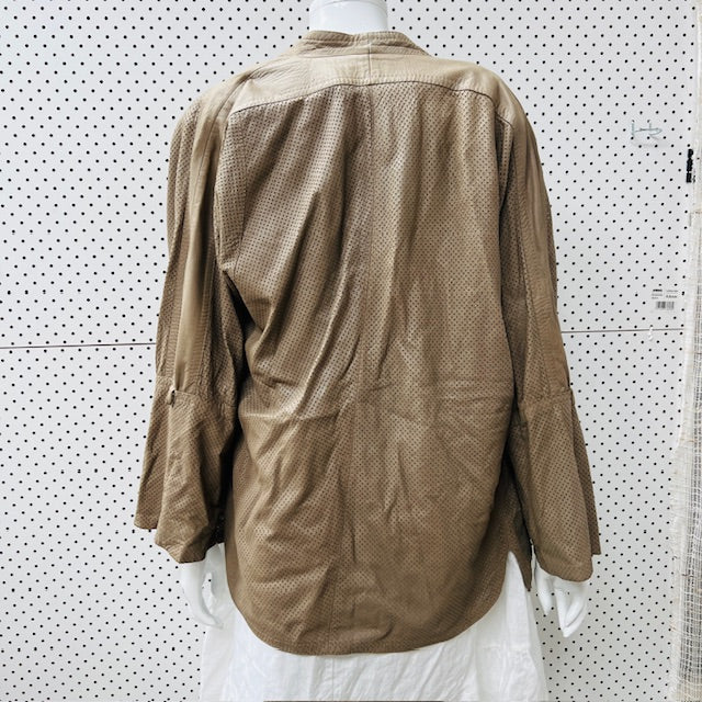 1980s nz vintage / FRENZI / perforated leather jacket / s (3906717046157157237)