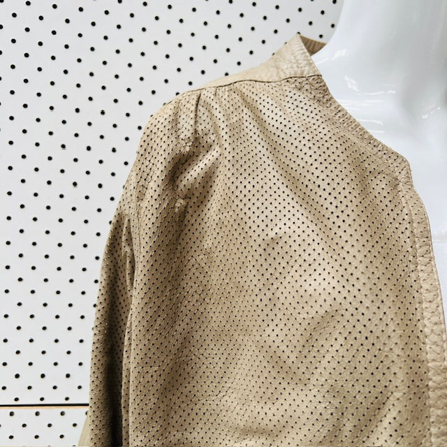 1980s nz vintage / FRENZI / perforated leather jacket / s (3906717048467918905)