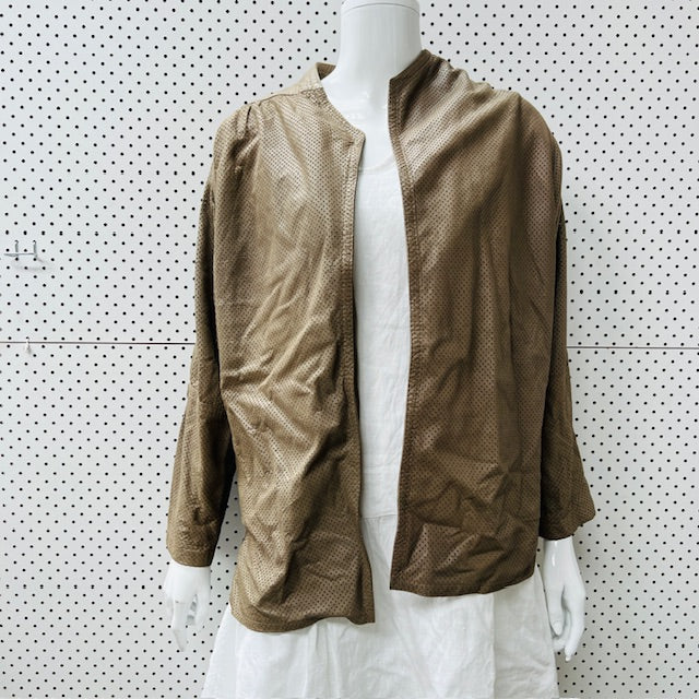 1980s nz vintage / FRENZI / perforated leather jacket / s (3906717049927092020)