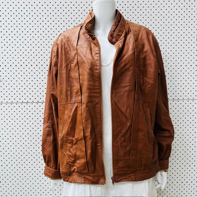 1960s nz vintage / PALAZZI / butter soft brown leather jacket / m (3906717079595250864)