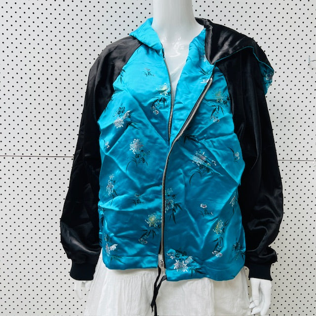 silk hooded bomber jacket / m/l (3906717090761798065)