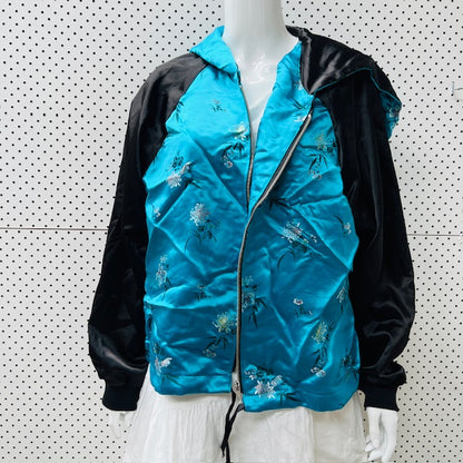 silk hooded bomber jacket / m/l (3906717090761798065)