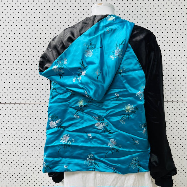 silk hooded bomber jacket / m/l (3906717097503666378)