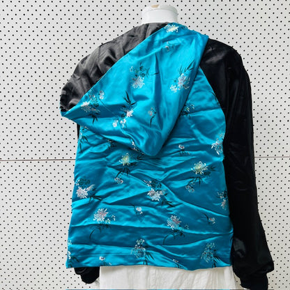silk hooded bomber jacket / m/l (3906717097503666378)