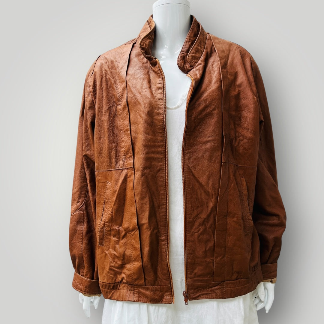 1960s nz vintage / PALAZZI / butter soft brown leather jacket / m (3906717259558941337)