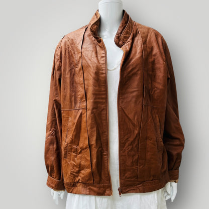 1960s nz vintage / PALAZZI / butter soft brown leather jacket / m (3906717259558941337)
