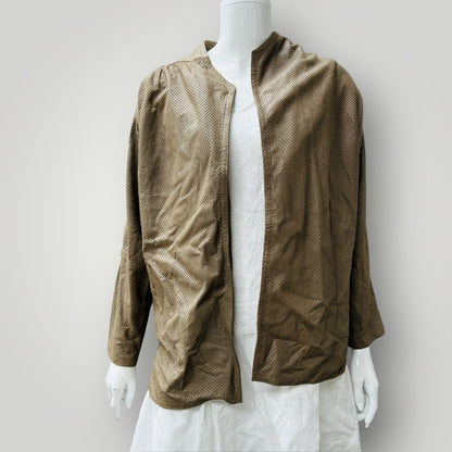 1980s nz vintage / FRENZI / perforated leather jacket / s (3906717274647310877)