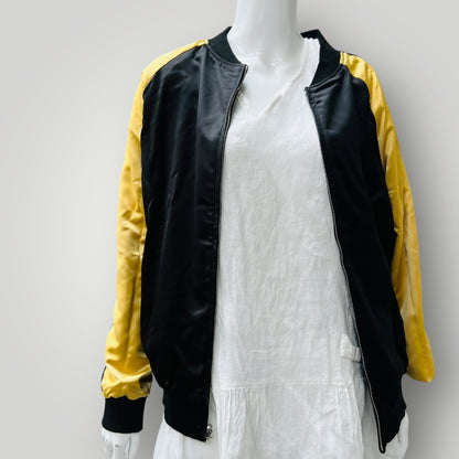 reversible / satin jacket with embroidery / m (3906717284799659035)