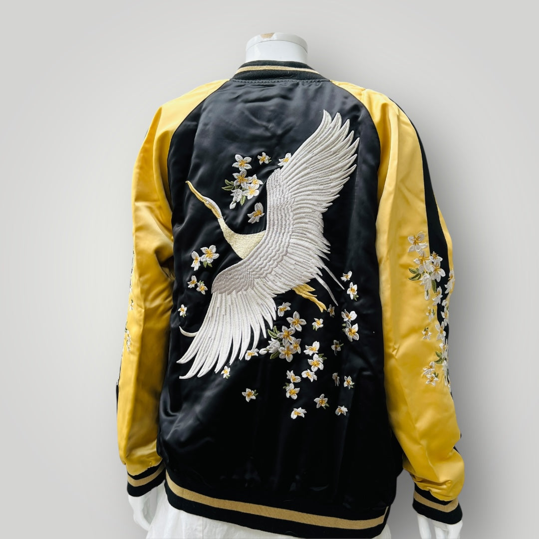 reversible / satin jacket with embroidery / m (3906717286631273861)