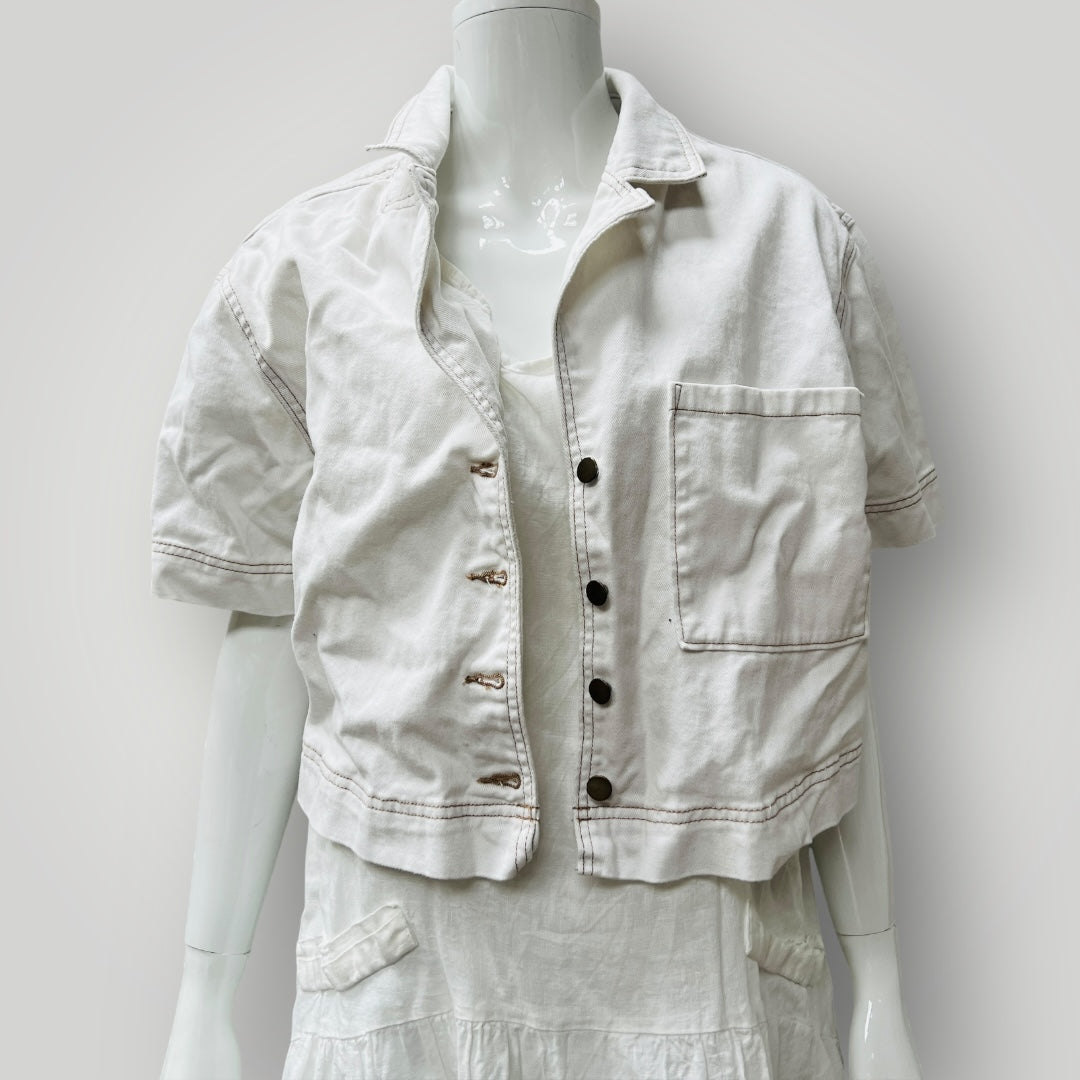 short sleeved / white cotton jacket / 12 (3906717289783511571)