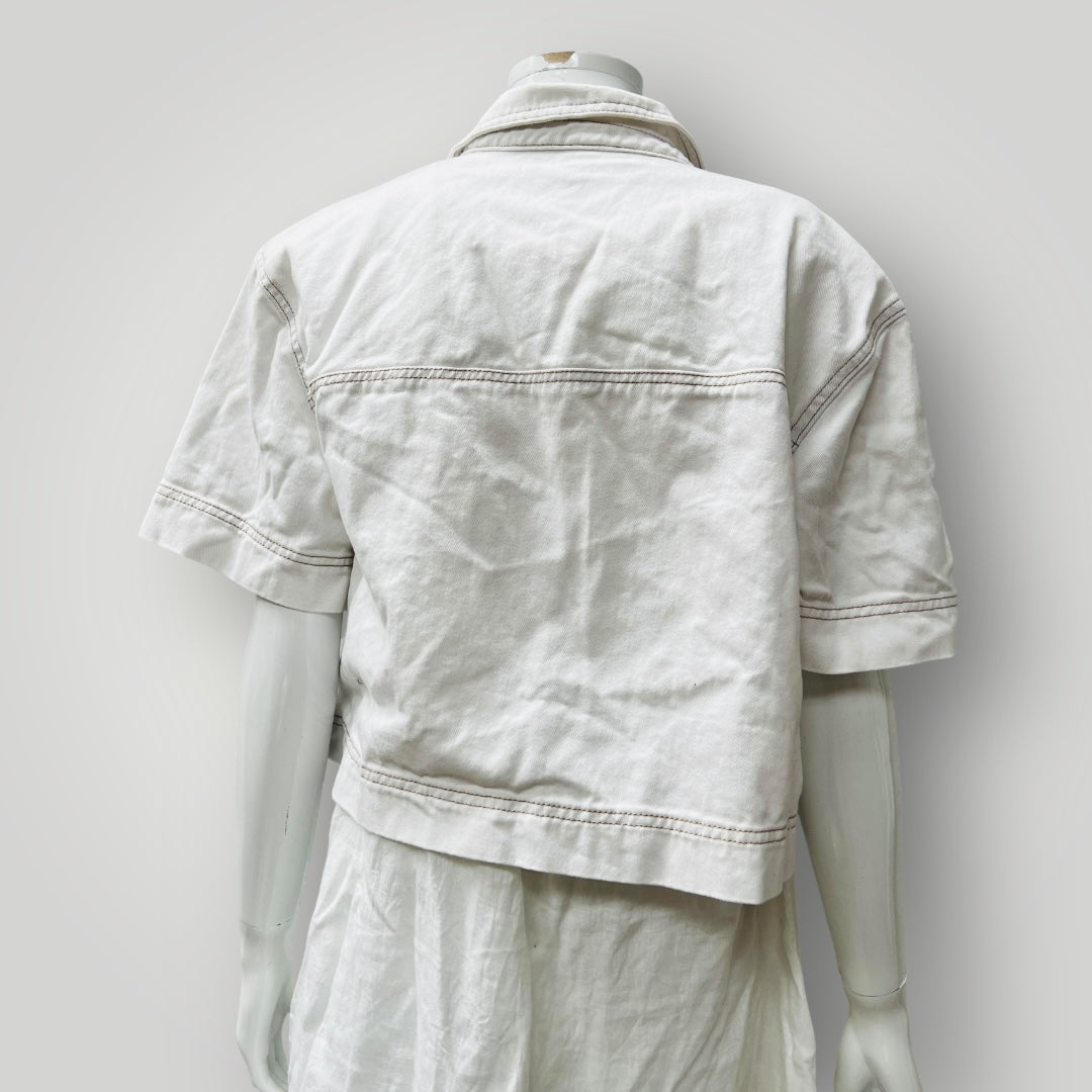 short sleeved / white cotton jacket / 12 (3906717291626215504)