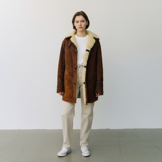 1970s british vintage / BAILY'S GLASTONBURY / suede sheepskin shearling jacket (3906789988361251779)