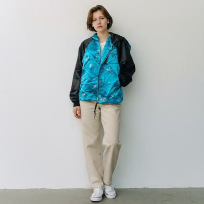 silk hooded bomber jacket / m/l (3906790013027807860)