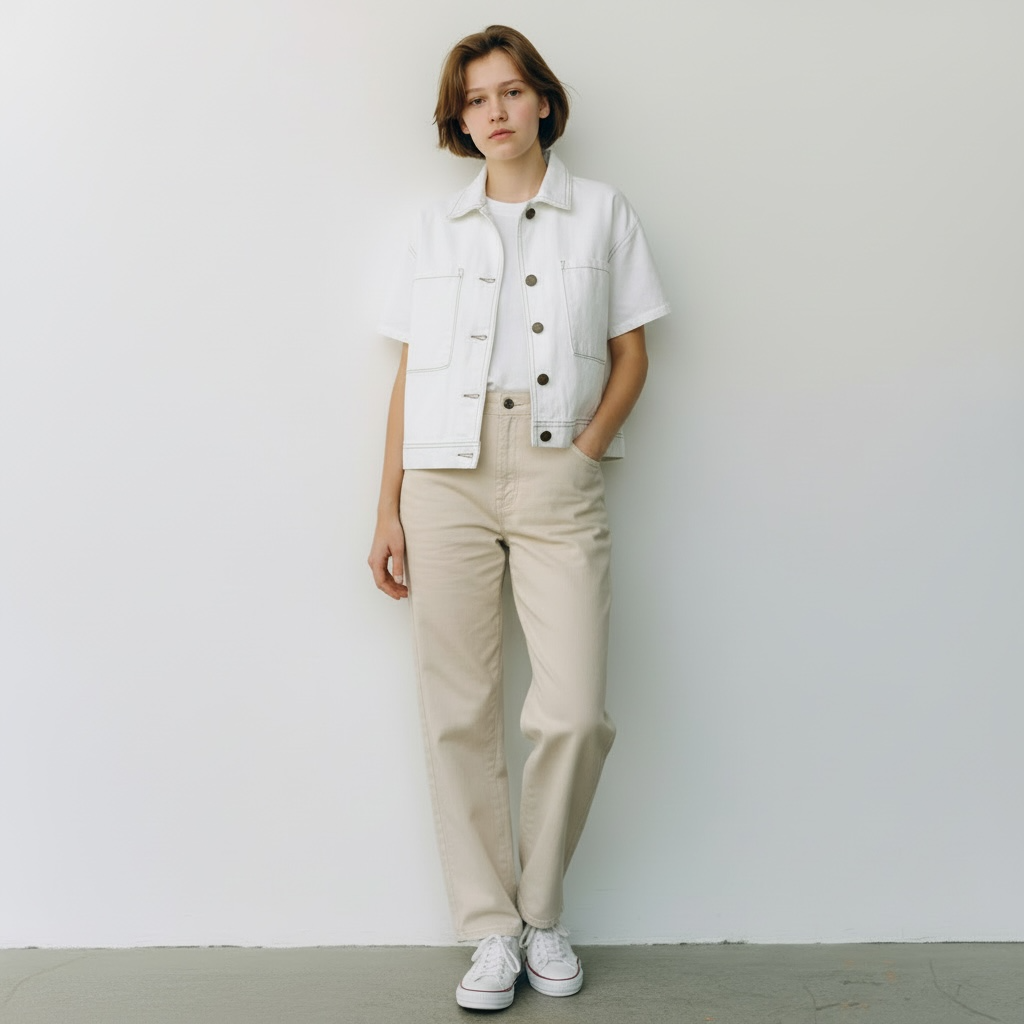 short sleeved / white cotton jacket / 12 (3906790060998341482)