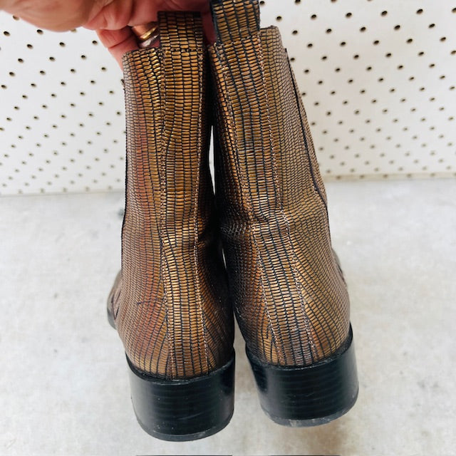 PANSI / gold ankle boots / 37 / made in spain (3906882867952366637)