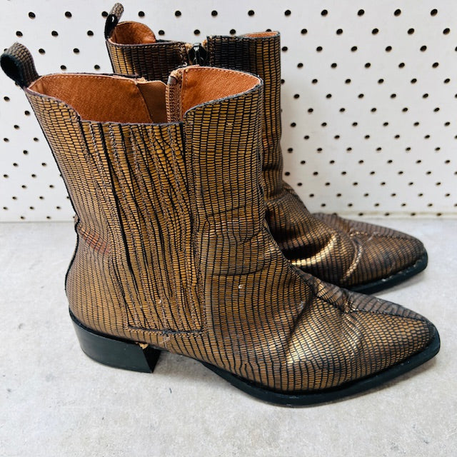 PANSI / gold ankle boots / 37 / made in spain (3906882878393150948)