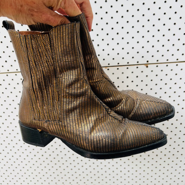PANSI / gold ankle boots / 37 / made in spain (3906882883505425356)