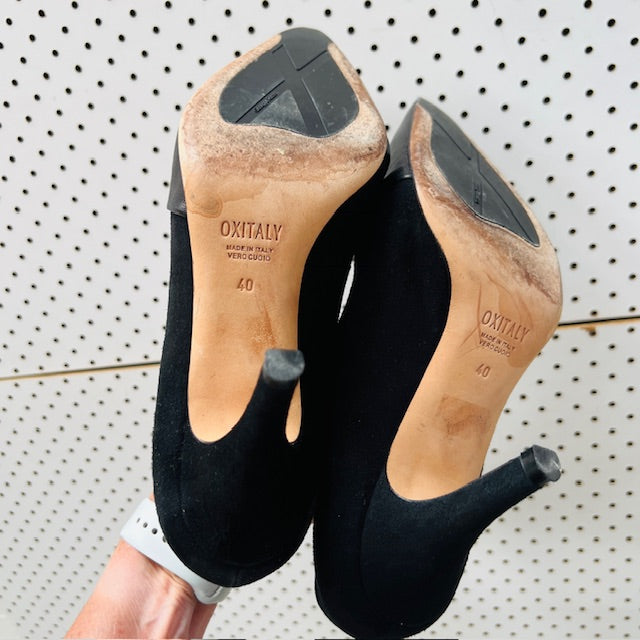 OXITALY / black leather pumps / 40 (3906882964322743978)