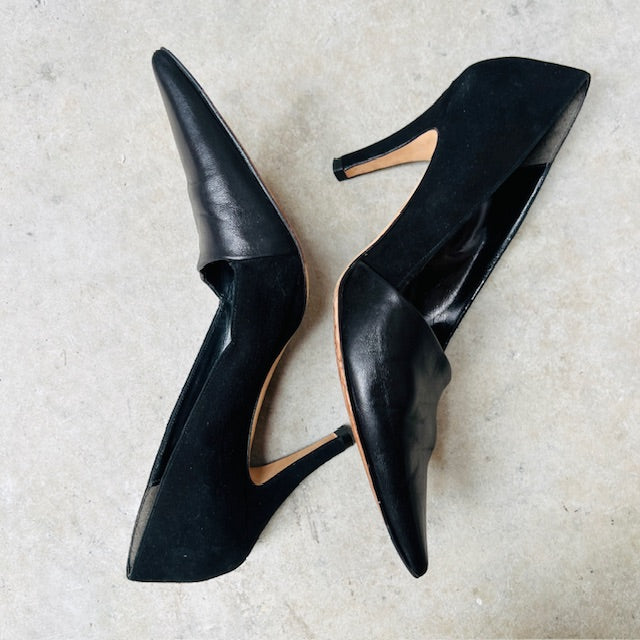 OXITALY / black leather pumps / 40 (3906882971391224158)
