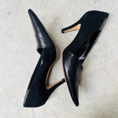 OXITALY / black leather pumps / 40 (3906882971391224158)