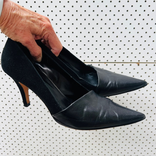 OXITALY / black leather pumps / 40 (3906882985877608055)
