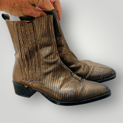 PANSI / gold ankle boots / 37 / made in spain (3906883670251535471)