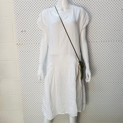 TALIA BENSON / white linen dress / m (3906984426221987789)