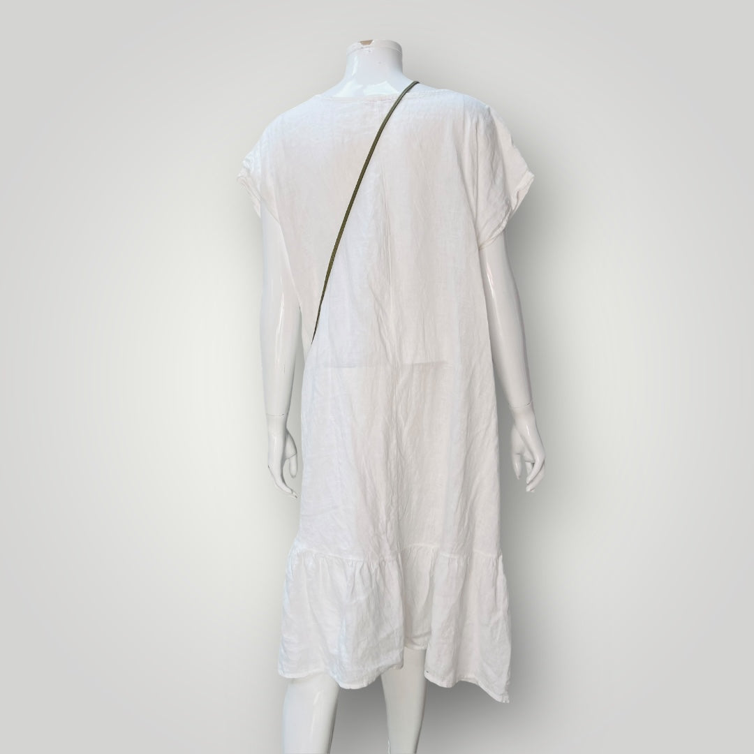 TALIA BENSON / white linen dress / m – archival