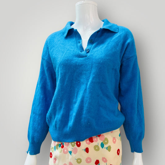 1990ss nz vintage / CONTEMPO / angora wool polo jumper / s (3907128804392559389)