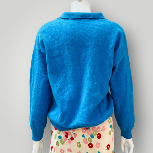 1990ss nz vintage / CONTEMPO / angora wool polo jumper / s (3907128806152760188)