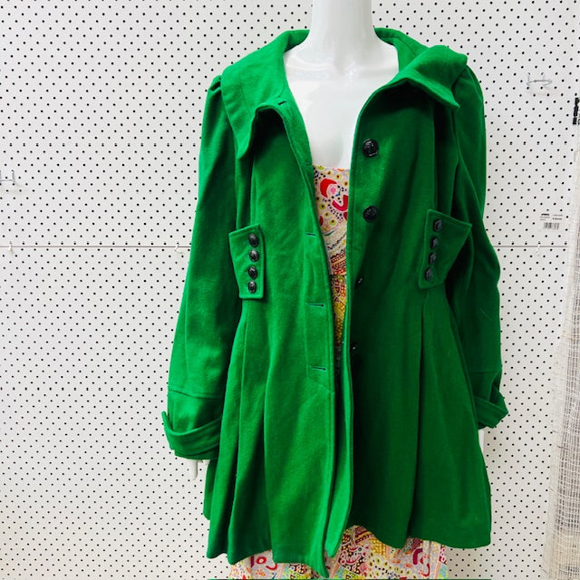SEDUCE / green wool pea coat / 16 / designed in nz (3907495807371932206)