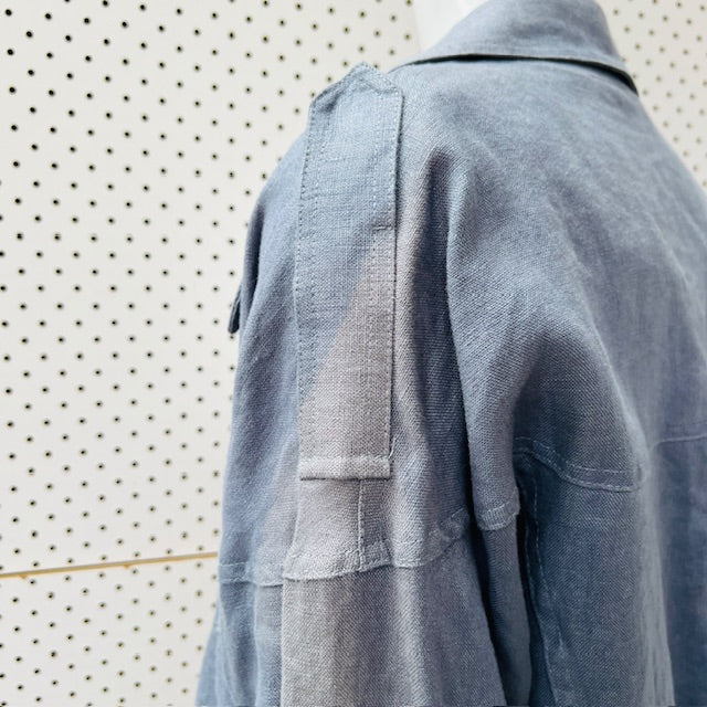 beautiful / blue linen blazer / s/m (3907495822888247775)