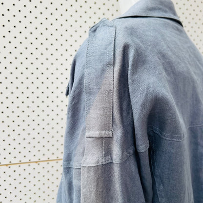 beautiful / blue linen blazer / s/m (3907495822888247775)