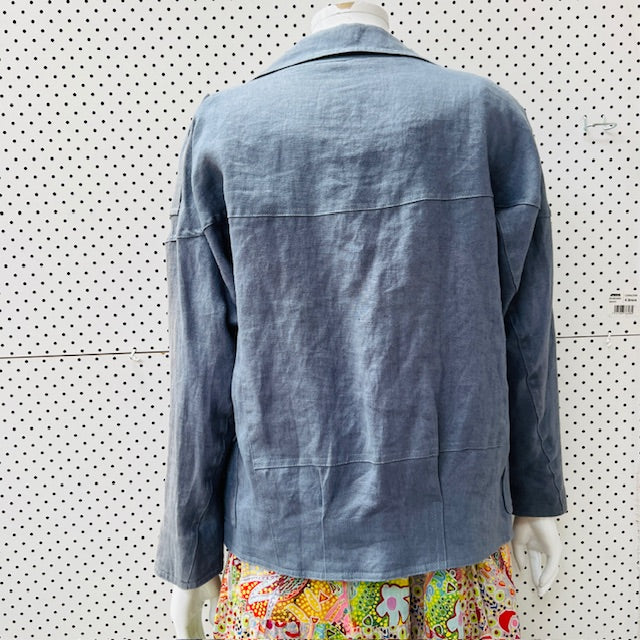 beautiful / blue linen blazer / s/m (3907495824556042935)