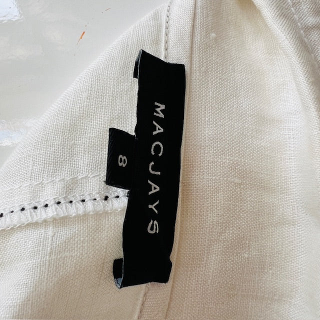 MACJAYS / white linen zip front jacket / s (3907495856361404515)