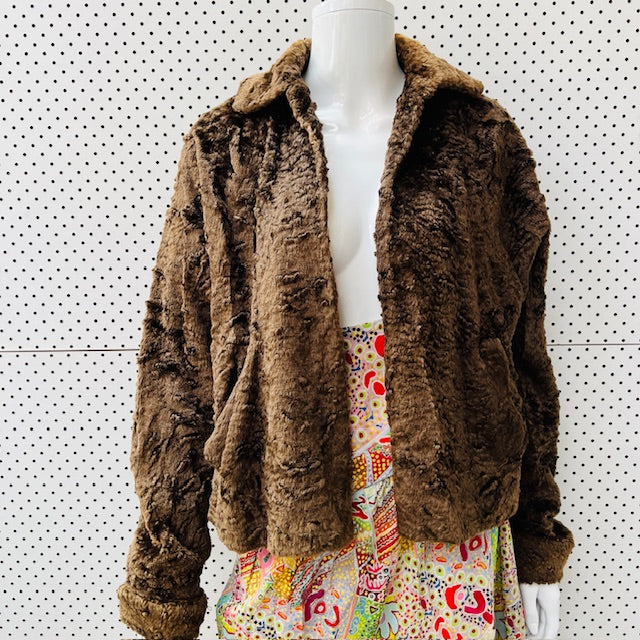 1960s nz vintage / ROYSTYLES / faux fur jacket / s (3907495881806022789)