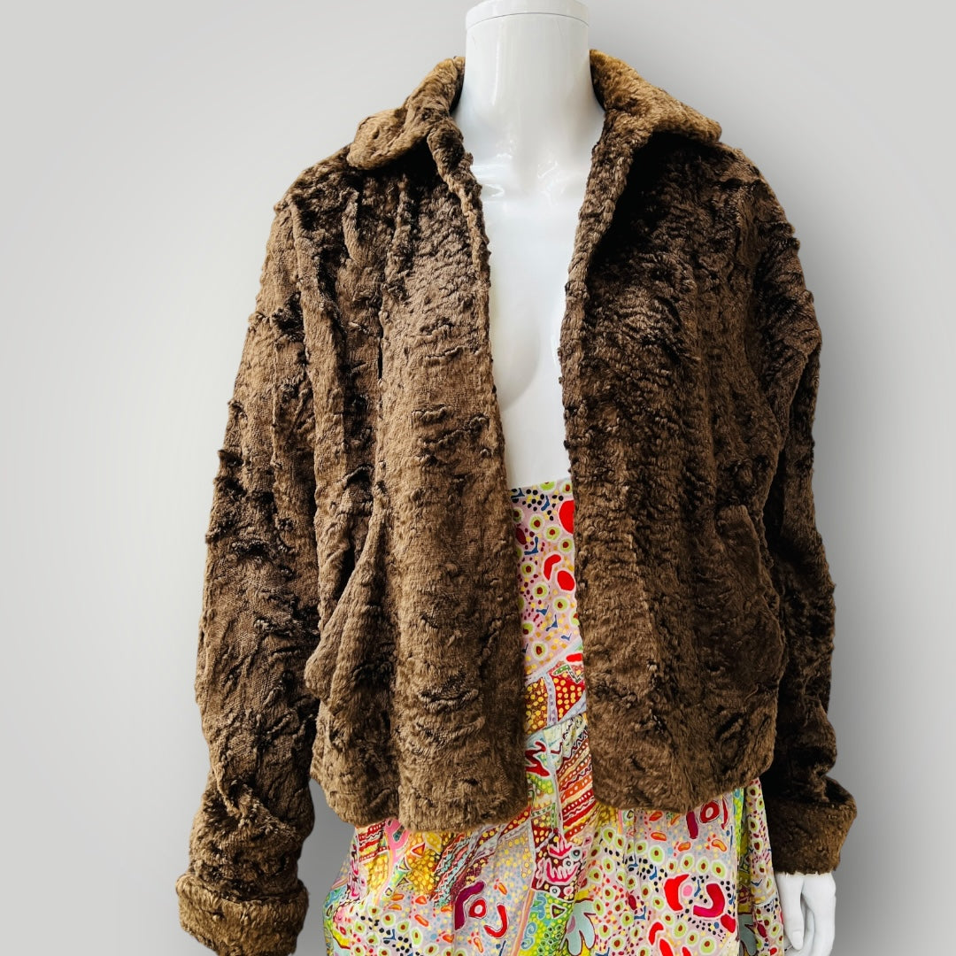 1960s nz vintage / ROYSTYLES / faux fur jacket / s (3907496117868539559)