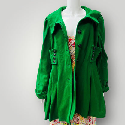 SEDUCE / green wool pea coat / 16 / designed in nz (3907496151304601528)